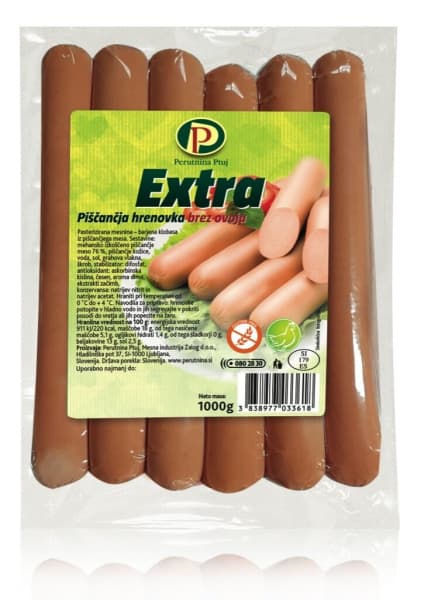 Piščančje hrenovke Extra 400 g Perutnina Ptuj Akcija v trgovini Mercator