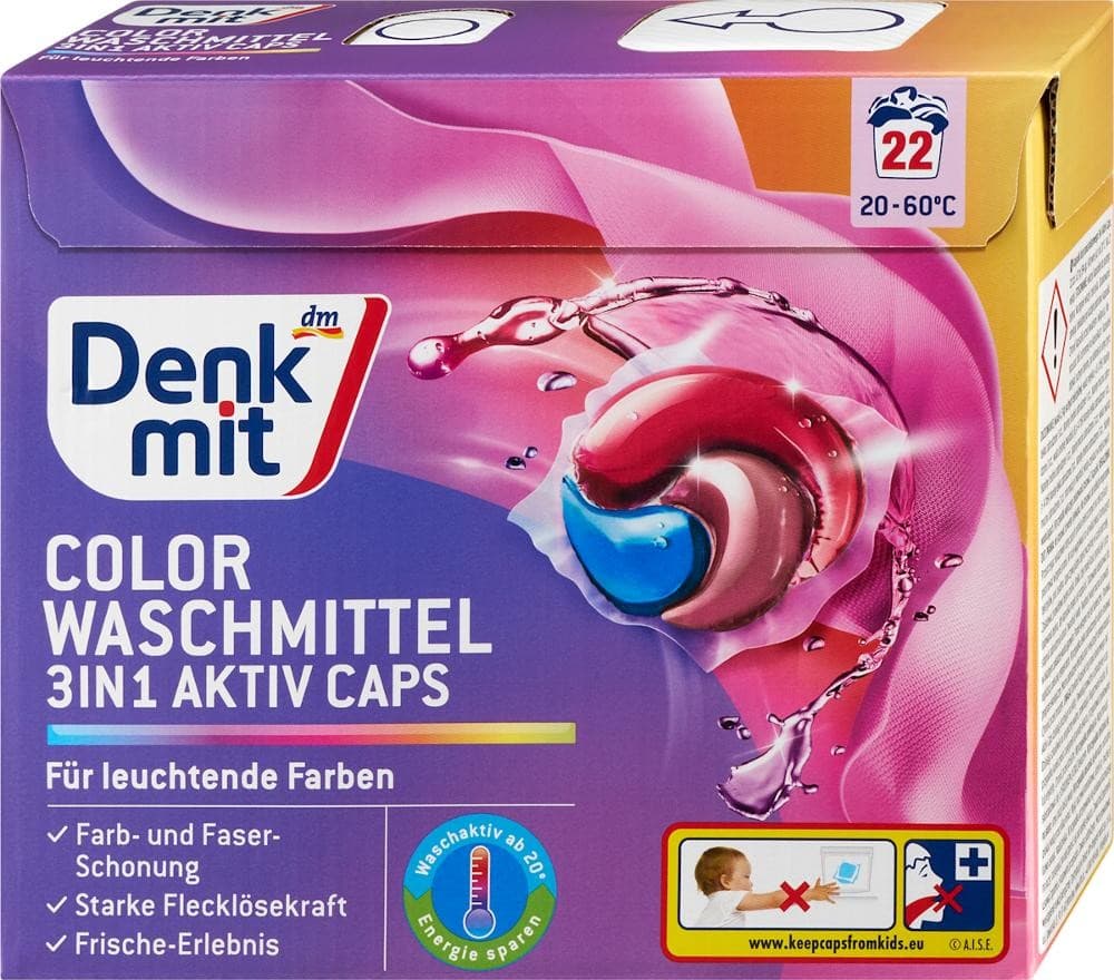 Denkmit Aktiv detergent za pranje barvnega perila v kapsulah 3v1 22 pranj Akcija v trgovini Dm