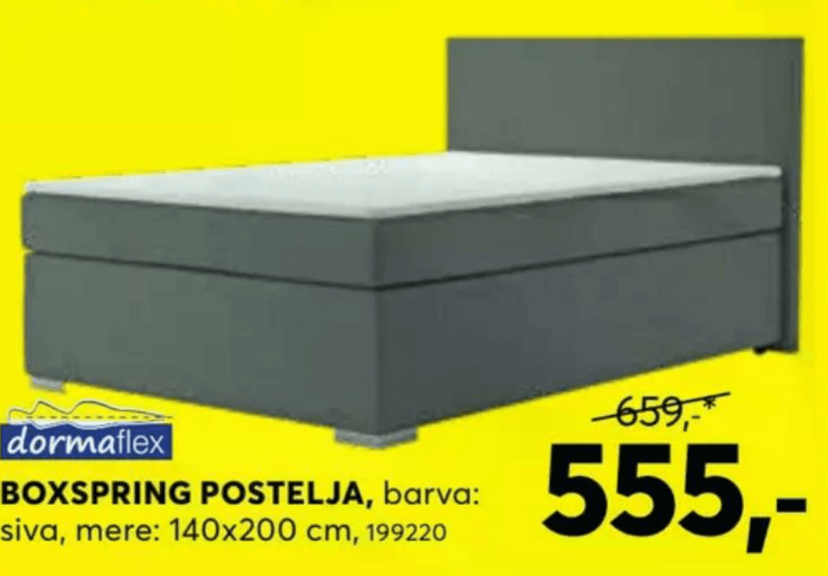 Boxspring postelja 140x200 cm dormaflex Akcija v trgovini Dipo