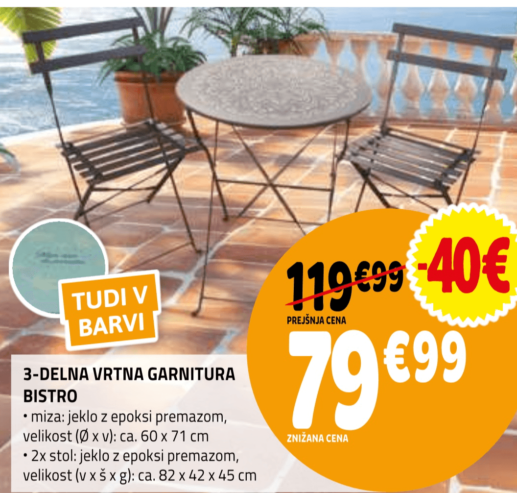 3-DELNA VRTNA GARNITURA BISTRO - Akcija v trgovini E.Leclerc