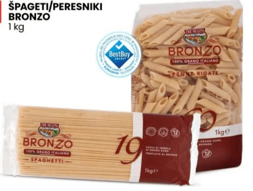 Bronzo špageti/peresniki 1 kg Akcija v trgovini Eurospin