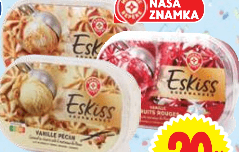 Vsi sladoledi v banjici Eskiss 1 l Akcija v trgovini E.Leclerc