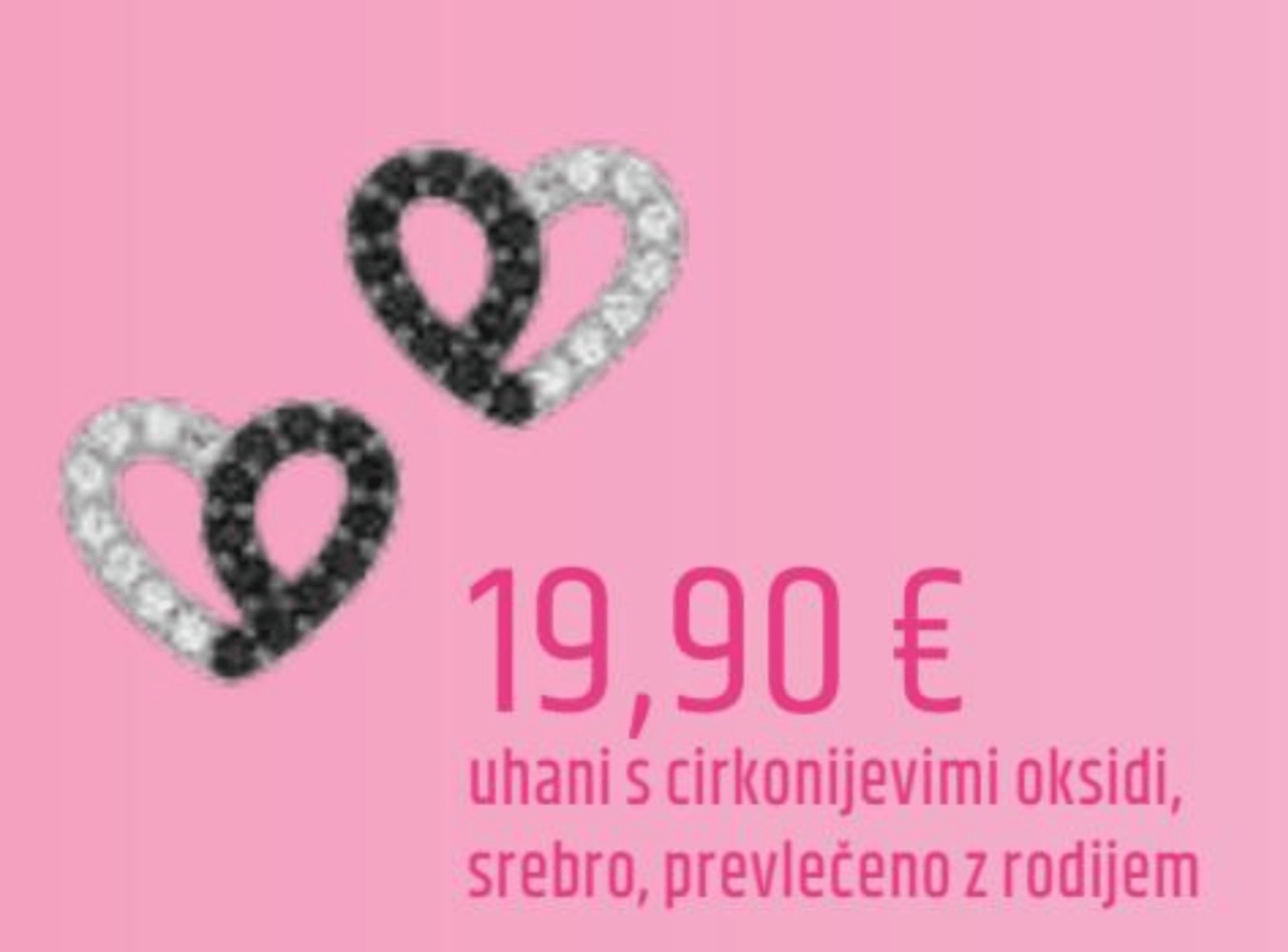 Uhani srce s cirkonijevimi oksidi - Akcija v trgovini E.Leclerc