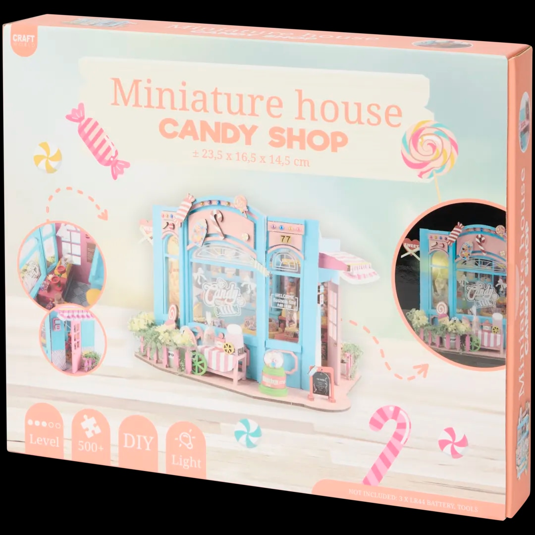 White Label Miniaturna hišica Candy Shop za samostojno izdelavo Akcija v trgovini Action
