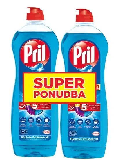 Detergent za pomivanje posode Pril Power 2x 750 ml - Akcija v trgovini Merkur
