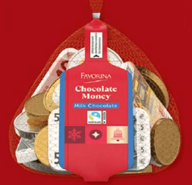 Favorina čokoladni denar 150 g Akcija v trgovini Lidl