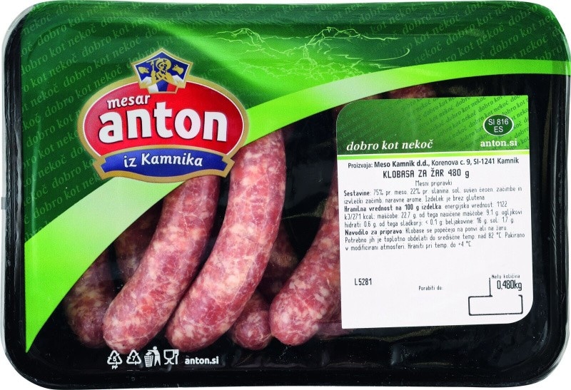 Klobasa za žar Anton 480 g Mesar Anton Akcija v trgovini Spar