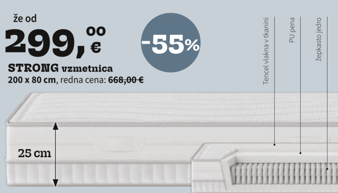 STRONG vzmetnica 200 x 80 cm - Akcija v trgovini Prima