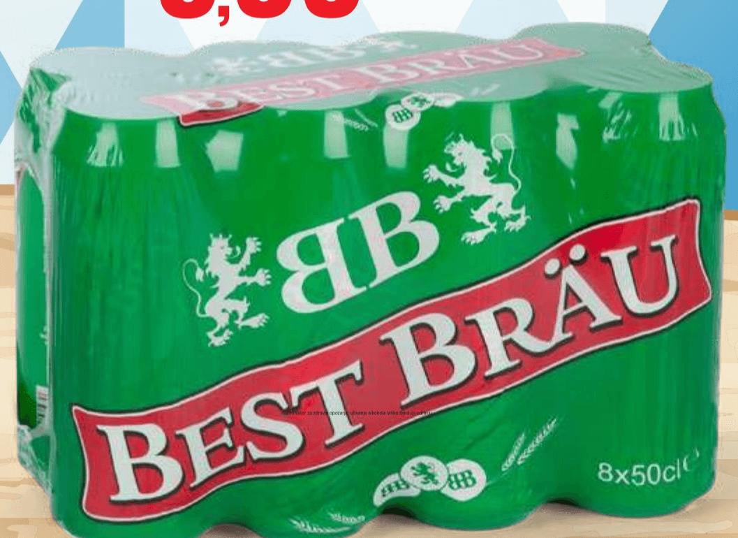 Best Bräu pivo Lager 4,8 vol. % 8 x 500 ml Akcija v trgovini Eurospin