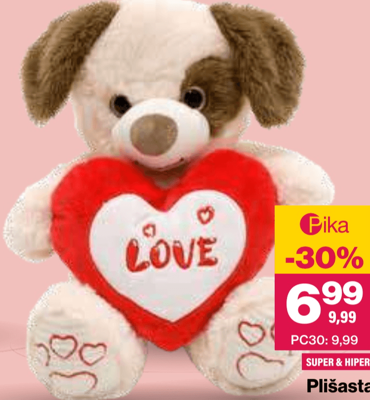 Plišasta igrača kuža višina 20 cm - Akcija v trgovini Mercator