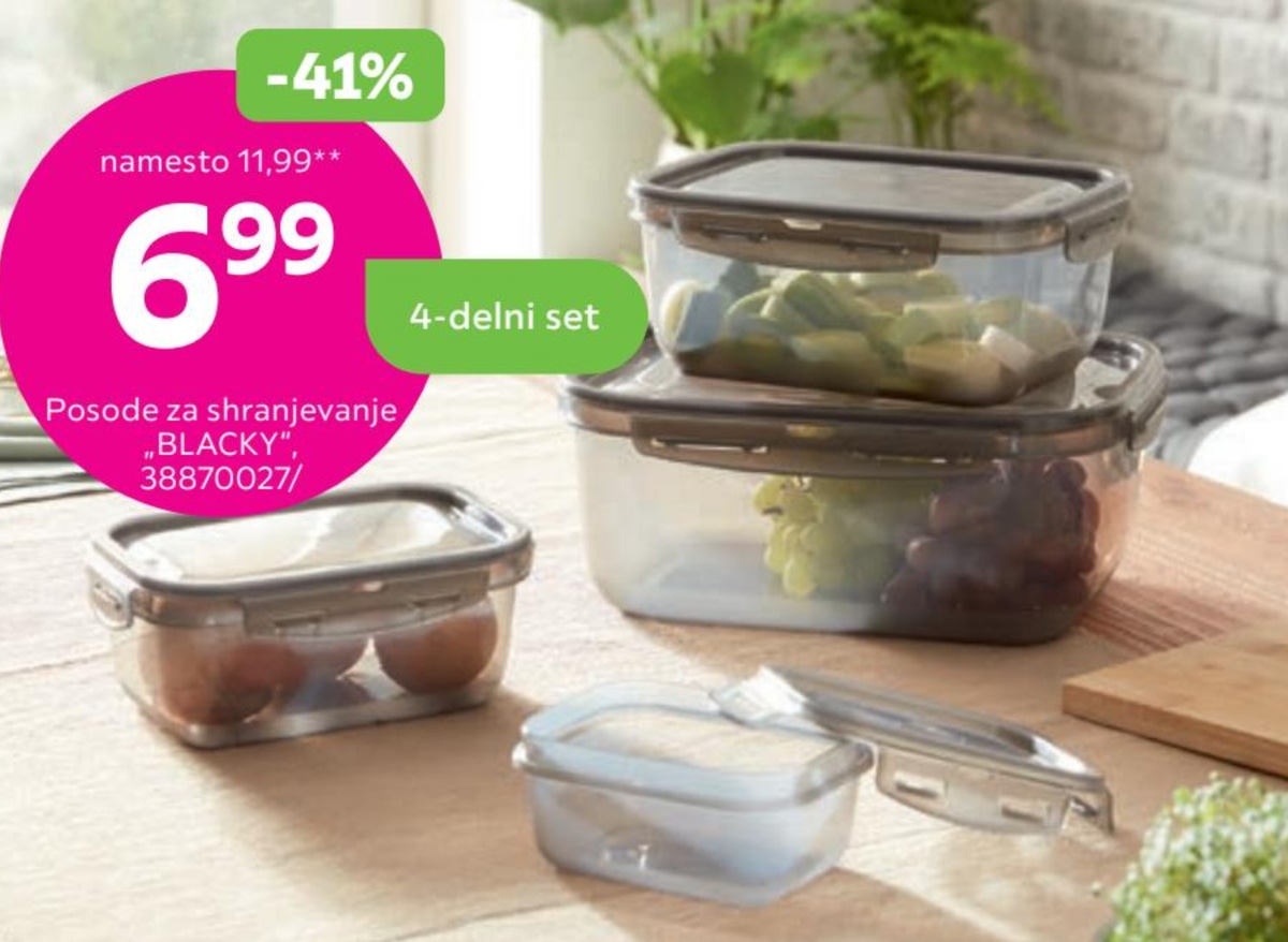 Posode za shranjevanje „BLACKY" 4-delni set - Akcija v trgovini Mömax