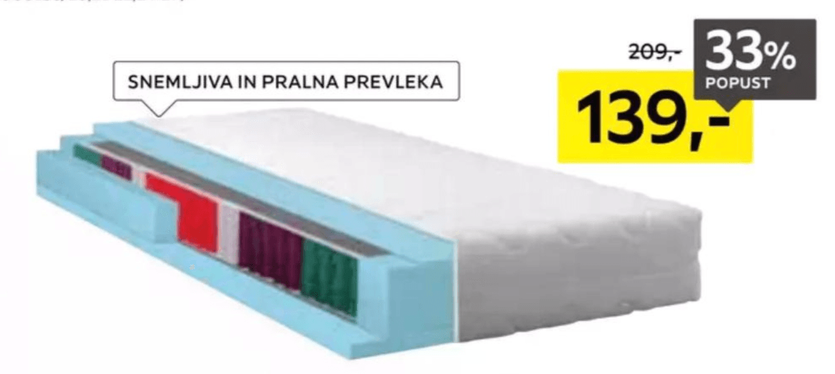 Vzmetnica 90 X 200 cm, višina 22 cm - Akcija v trgovini Lesnina