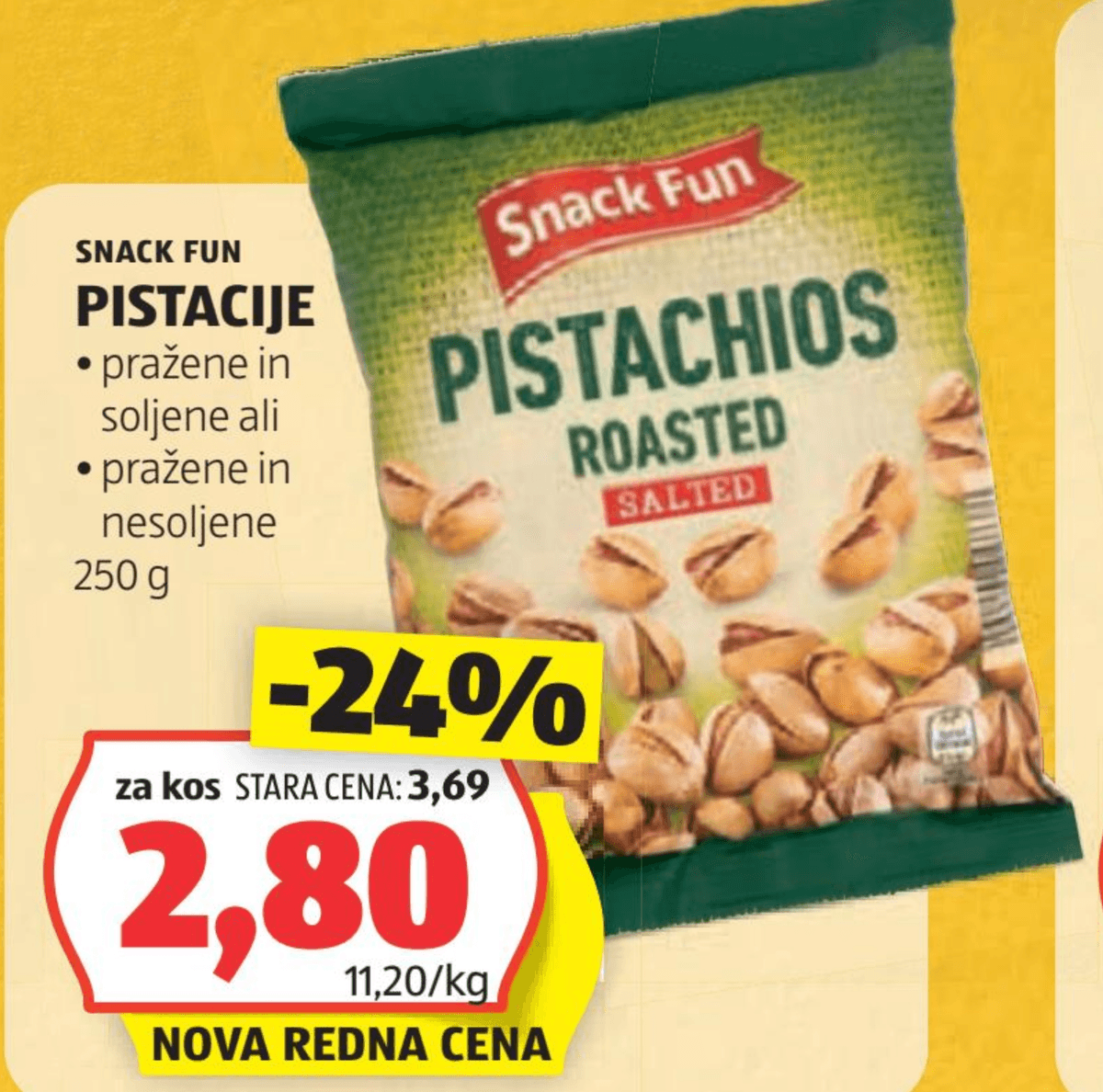 Snack Fun Pistacije 250 g Akcija v trgovini Hofer