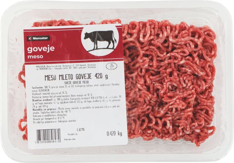 Mleto goveje meso Mercator 420 g Akcija v trgovini Mercator
