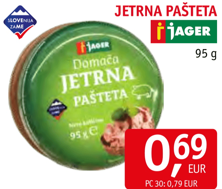 Jetrna pašteta Jager 95 g Akcija v trgovini Jager