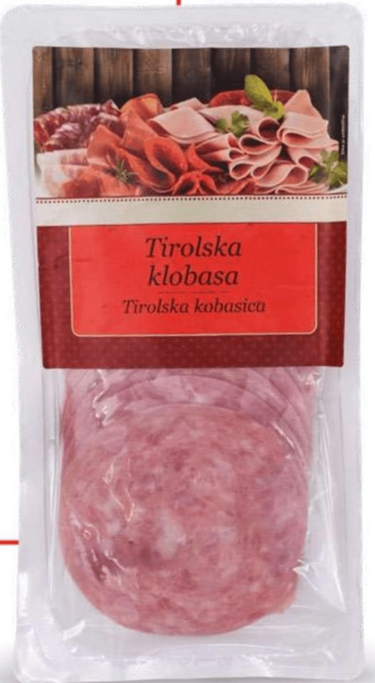 Tirolska klobasa, rezine 150 g Akcija v trgovini Eurospin
