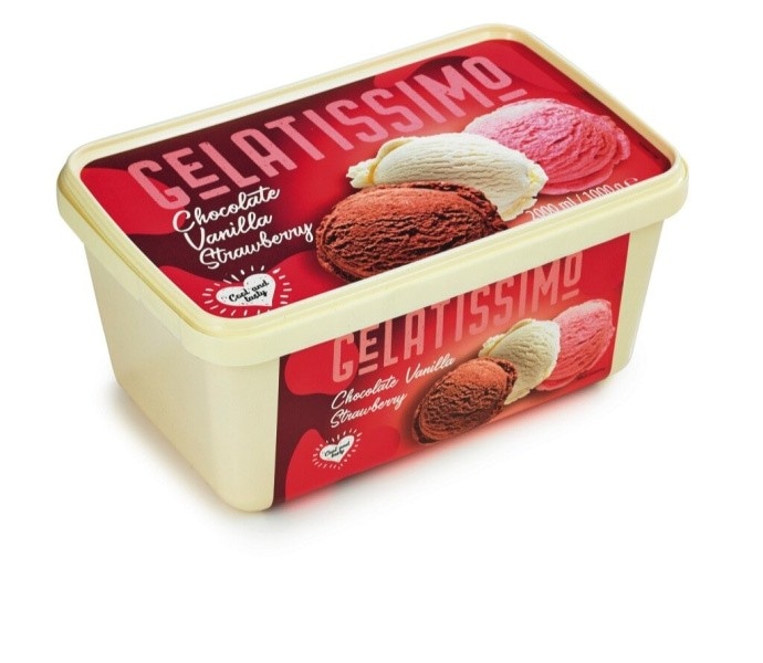 Sladoled Gelatissimo Chocolate Vanilla Strawberry 2L - Akcija v trgovini Mercator