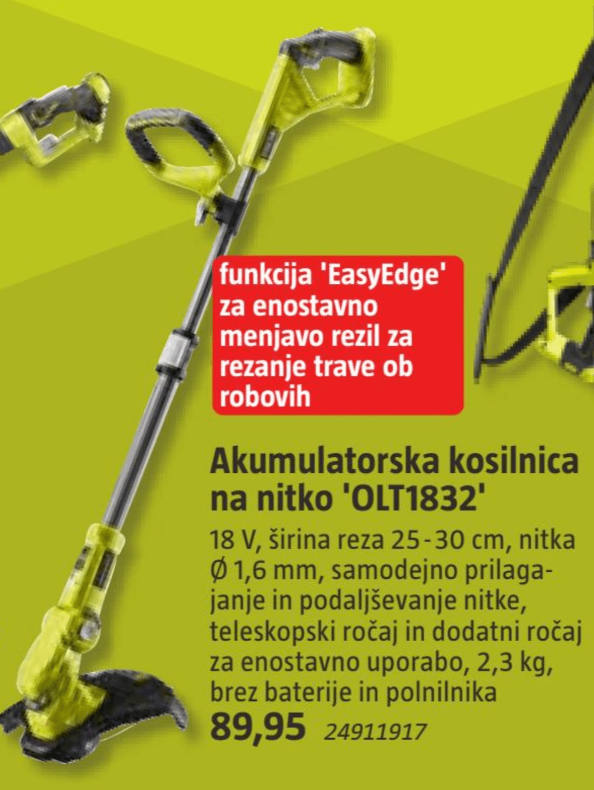 Akumulatorska kosilnica na nitko 'OLT1832' Ryobi - Akcija v trgovini Bauhaus