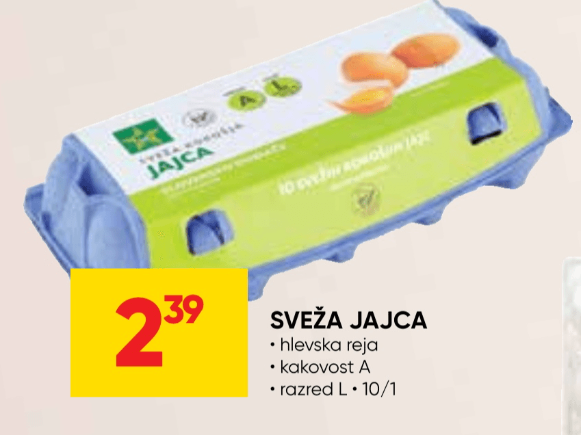 Sveža jajca 10 kos - Akcija v trgovini Tuš