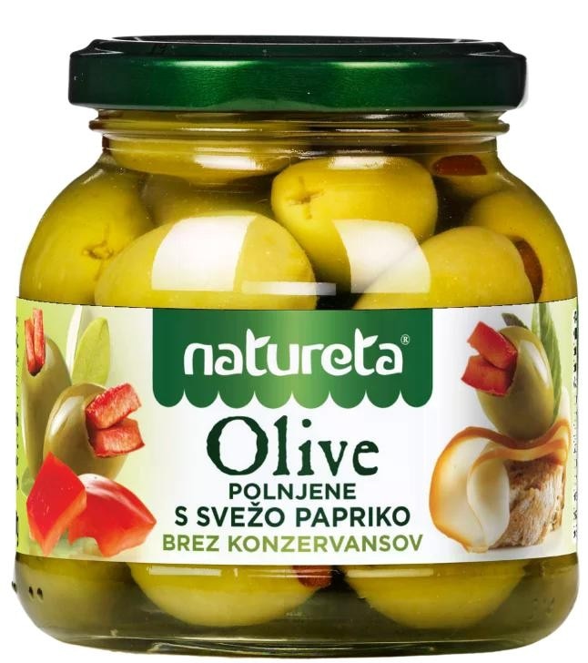 Vložnine Natureta Zelene olive polnjene s papriko 280 g - Akcija v trgovini Mercator