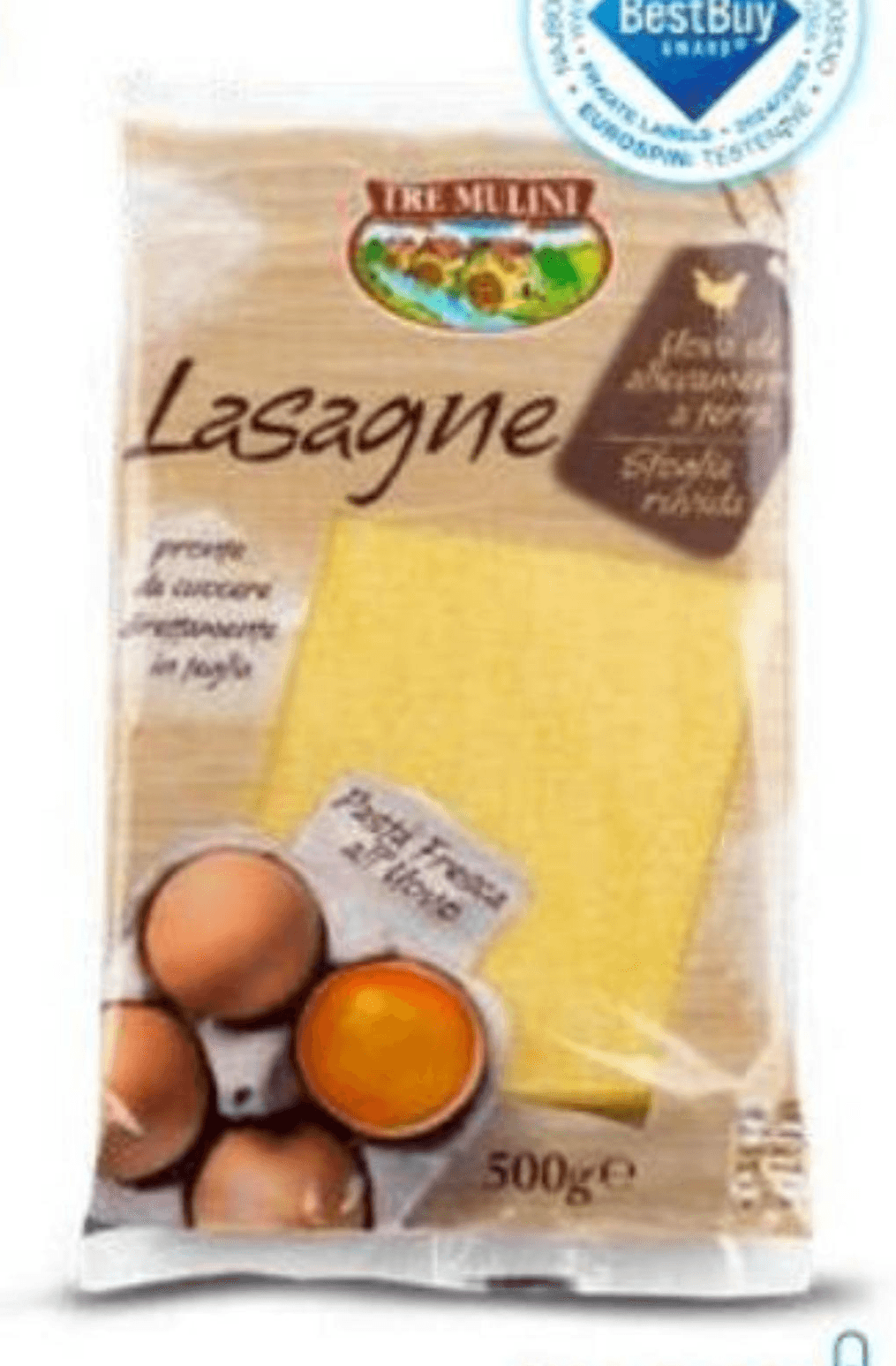 Sveže jajčne testenine za lazanjo 500 g TRE MULINI - Akcija v trgovini Eurospin