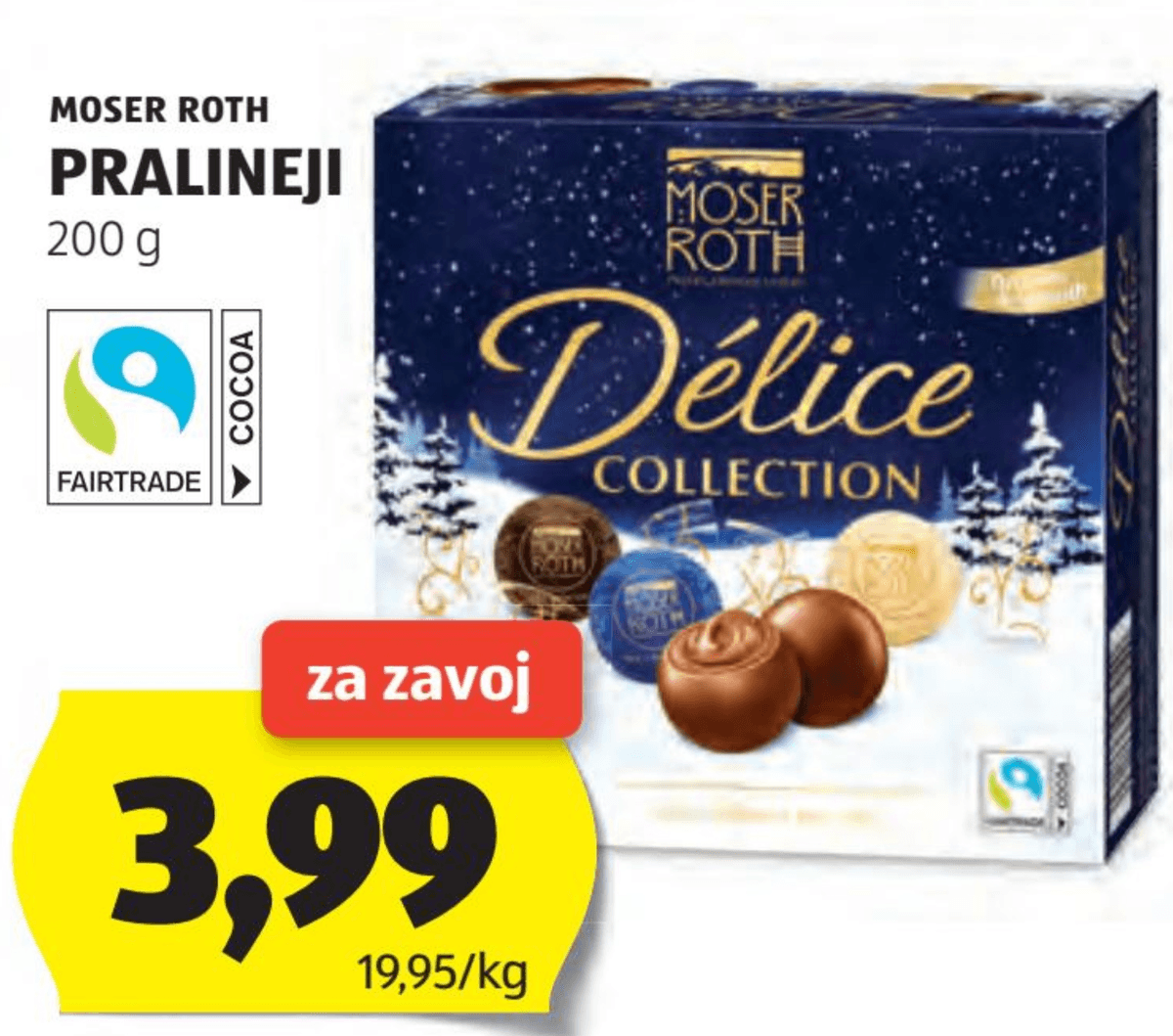 Moser Roth Pralineji 200 g Akcija v trgovini Hofer