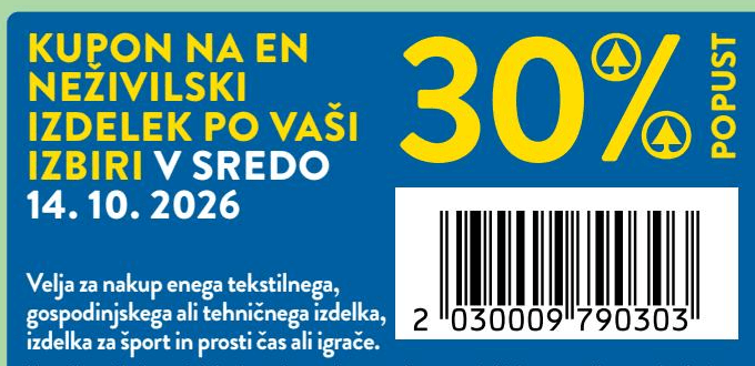 Kupon na en neživilski izdelek po vaši izbiri Akcija v trgovini Spar