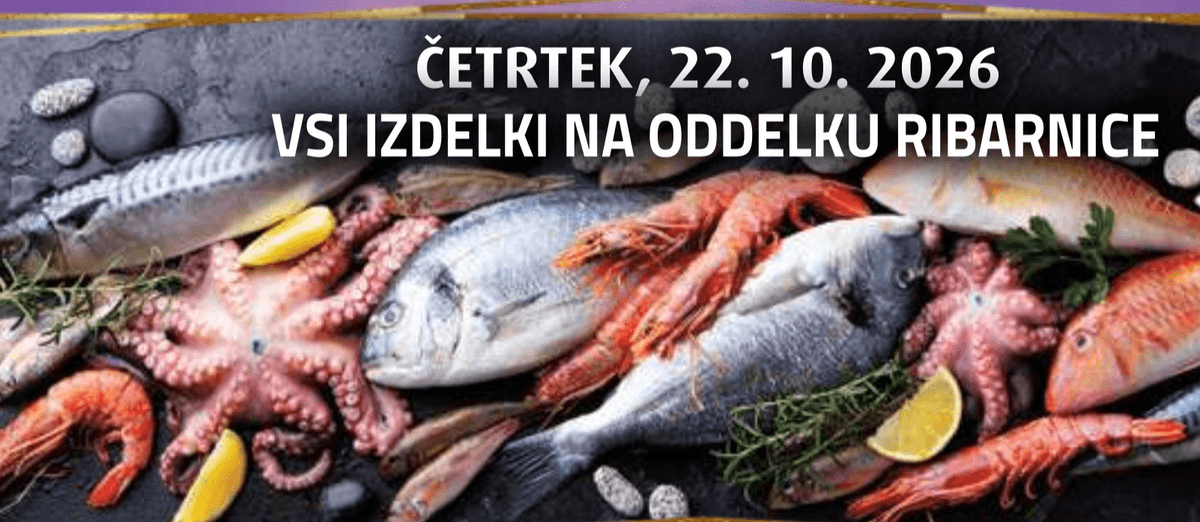 Vsi izdelki na oddelku ribarnice Akcija v trgovini E.Leclerc