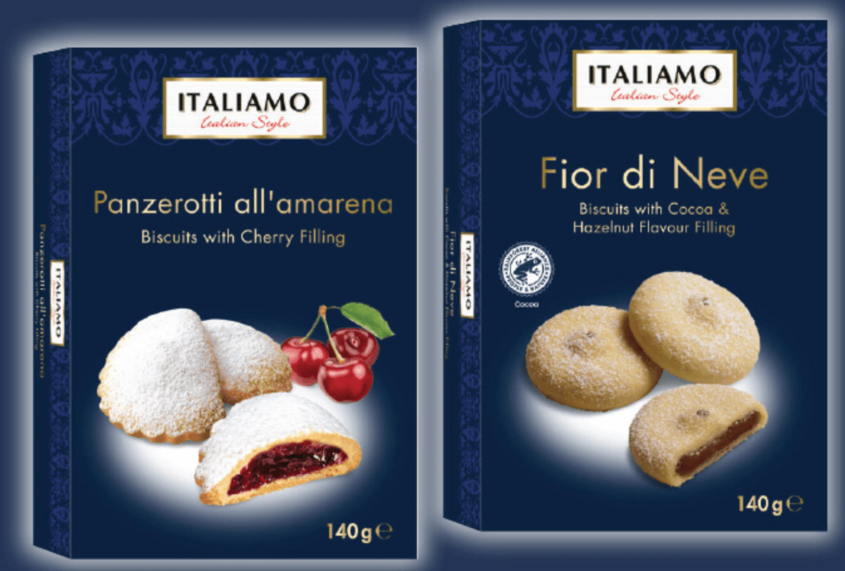 ITALIAMO Piškoti s polnilom 140 g - Akcija v trgovini Lidl