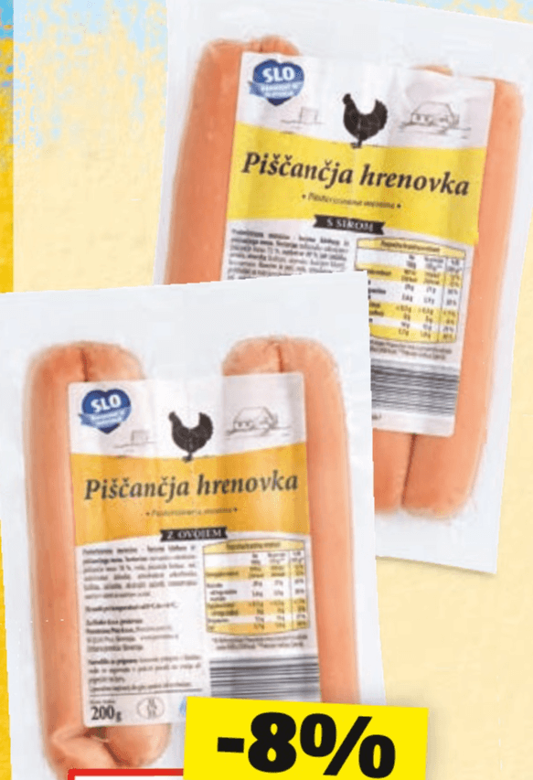 SLO piščančje hrenovke 200 g Akcija v trgovini Hofer