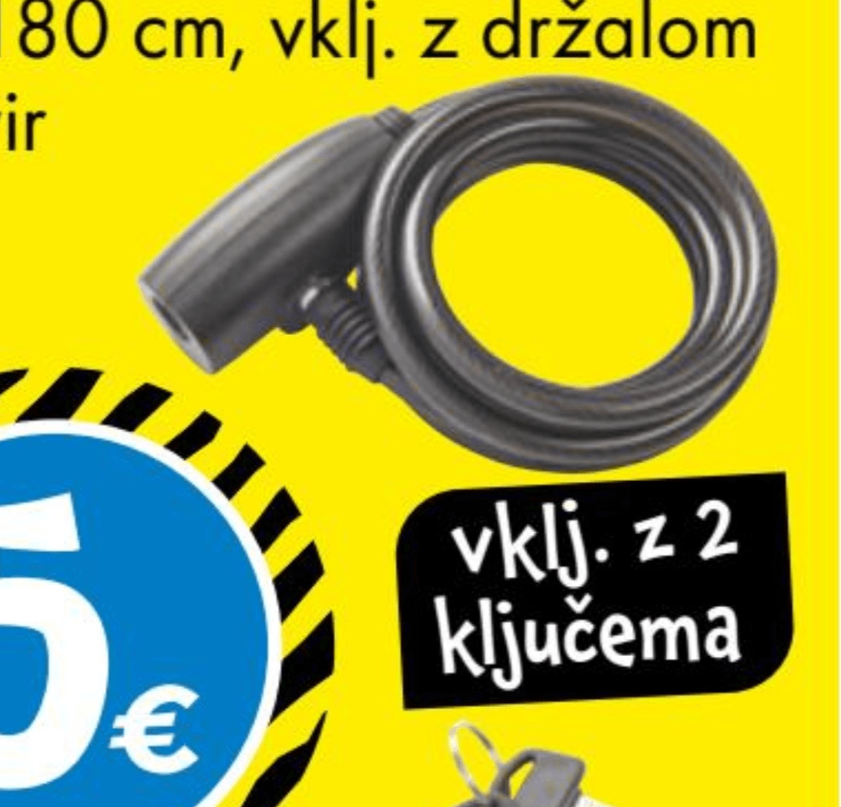 Spiralna kabelska ključavnica - Akcija v trgovini Tedi