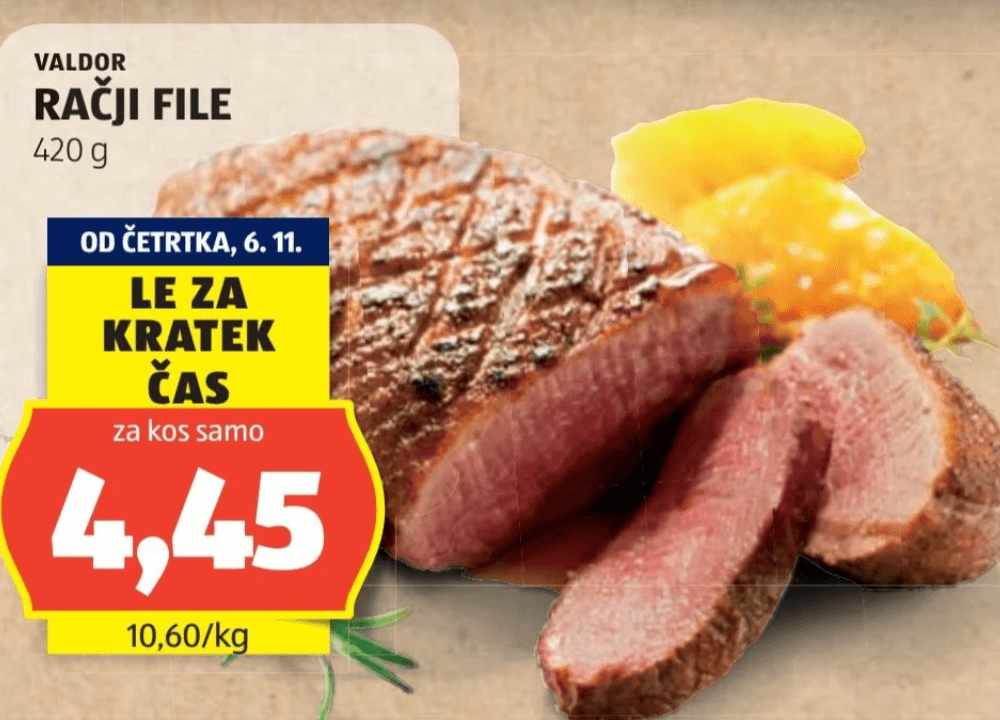 Valdor Račji file 420 g Akcija v trgovini Hofer