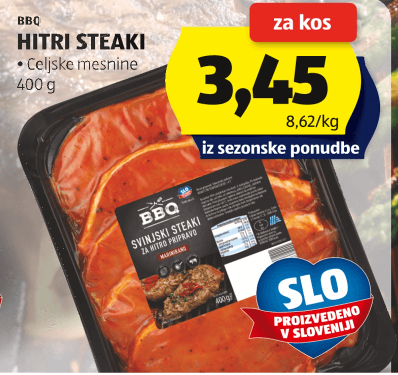 BBQ svinjski steki 400 g Akcija v trgovini Hofer
