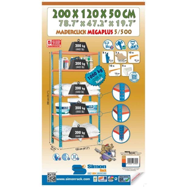 Regal Simonrack Maderclick 200/120/50 cm Akcija v trgovini Merkur
