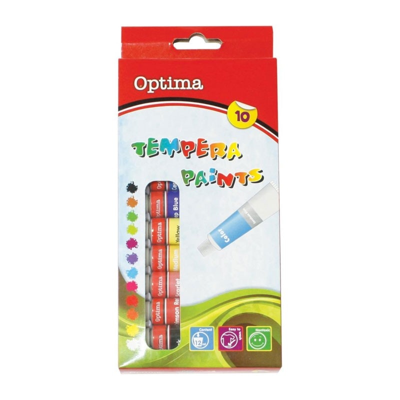 Optima tempera barve 12/1, 10 x 12 ml Akcija v trgovini E.Leclerc