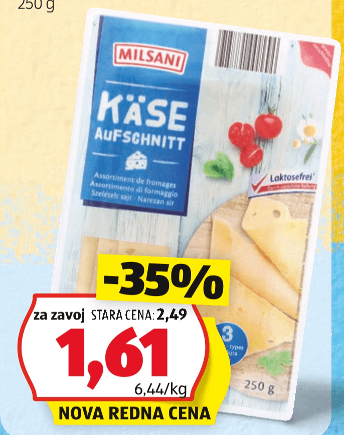 Milsani Sirov narezek 250 g Akcija v trgovini Hofer