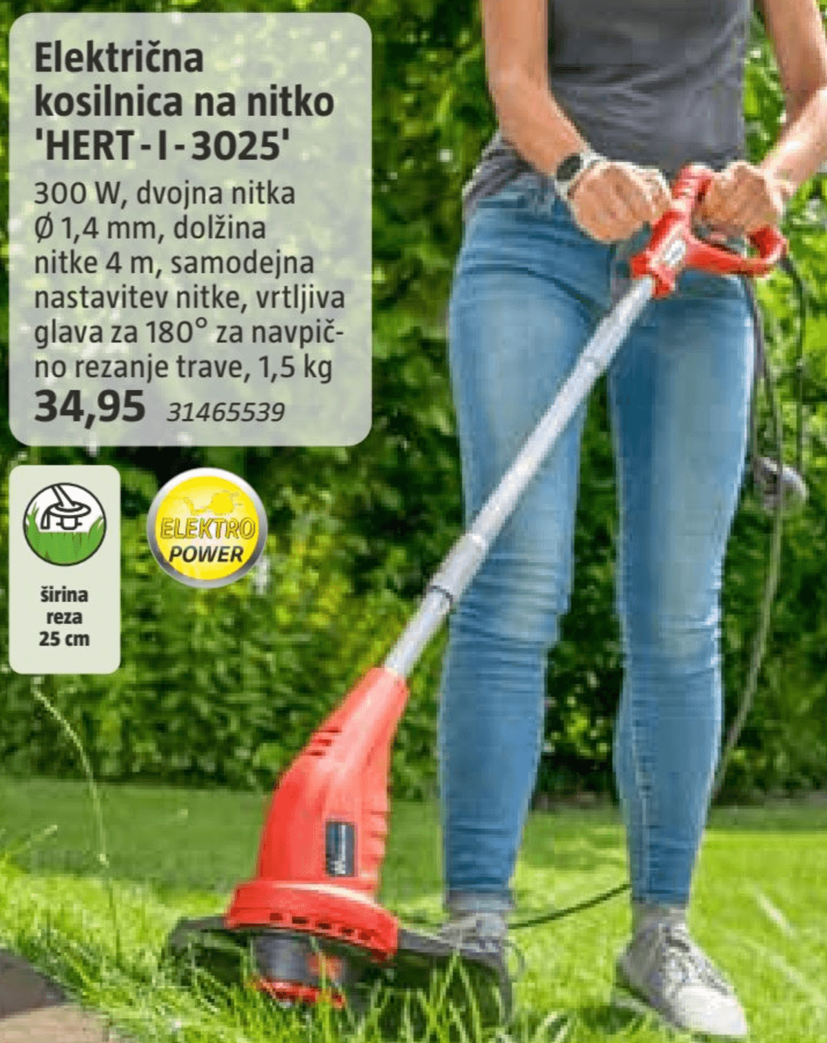 Električna kosilnica na nitko 'HERT-I-3025' - Akcija v trgovini Bauhaus