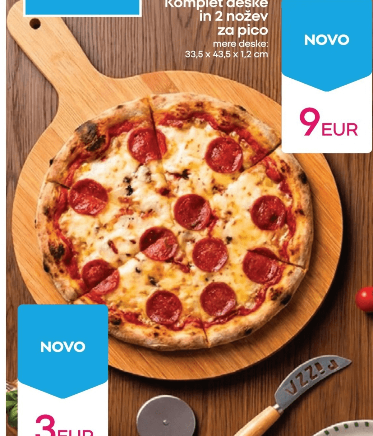 Komplet deske in 2 nožev za pico - Akcija v trgovini Pepco