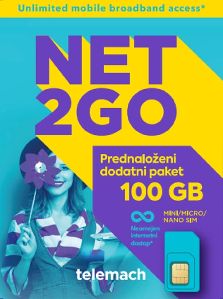 NET2GO 100 GB kartica SIM Telemach Akcija v trgovini Tuš