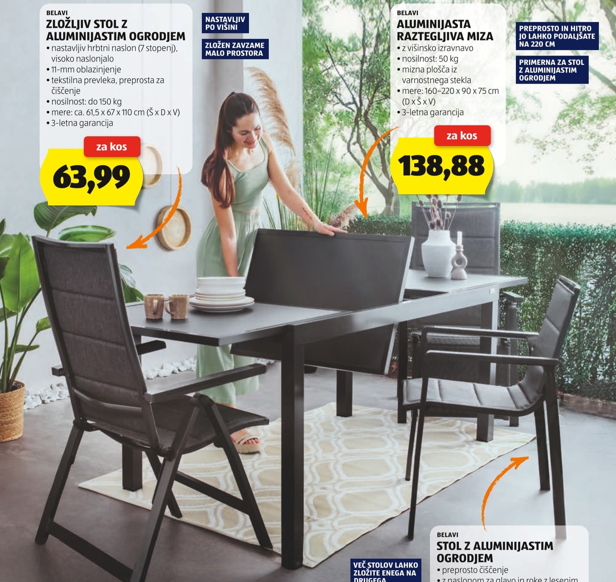 Zložljiv stol z aluminijastim ogrodjem BELAVI - Akcija v trgovini Hofer