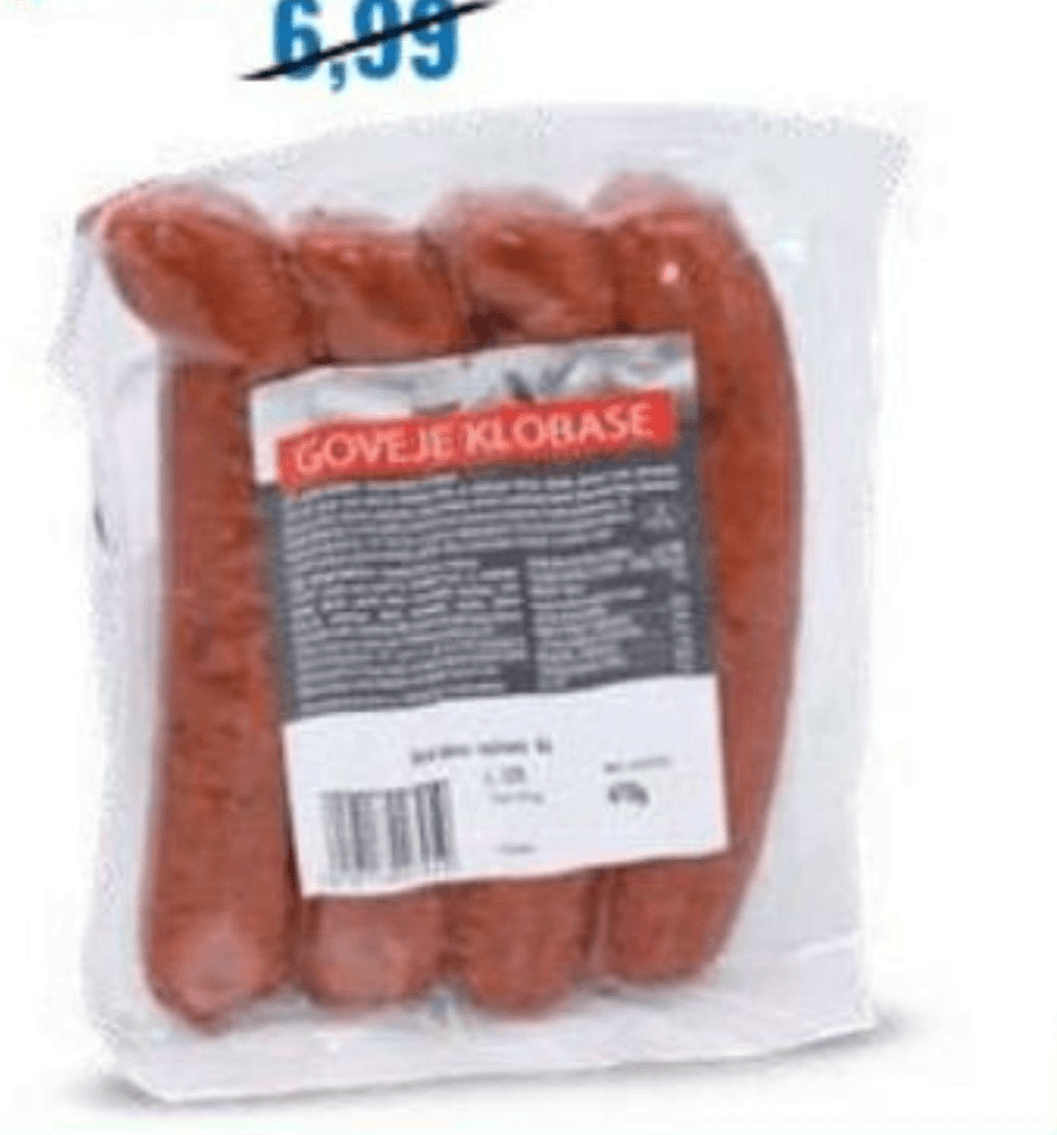Goveje klobase Akcija v trgovini Eurospin