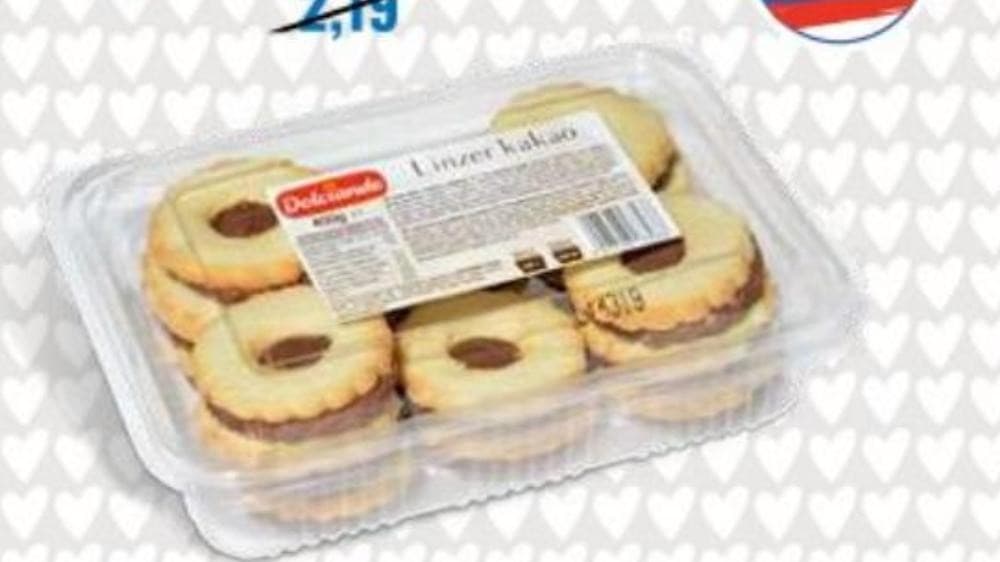 Linške oči linški keksi s kakavovim polnilom 400 g Akcija v trgovini Eurospin