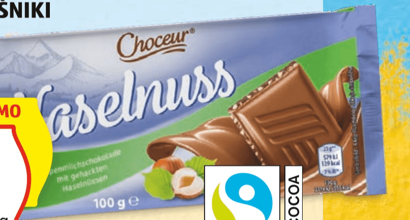 Choceur Mlečna čokolada z drobljenimi lešniki 100 g - Akcija v trgovini Hofer
