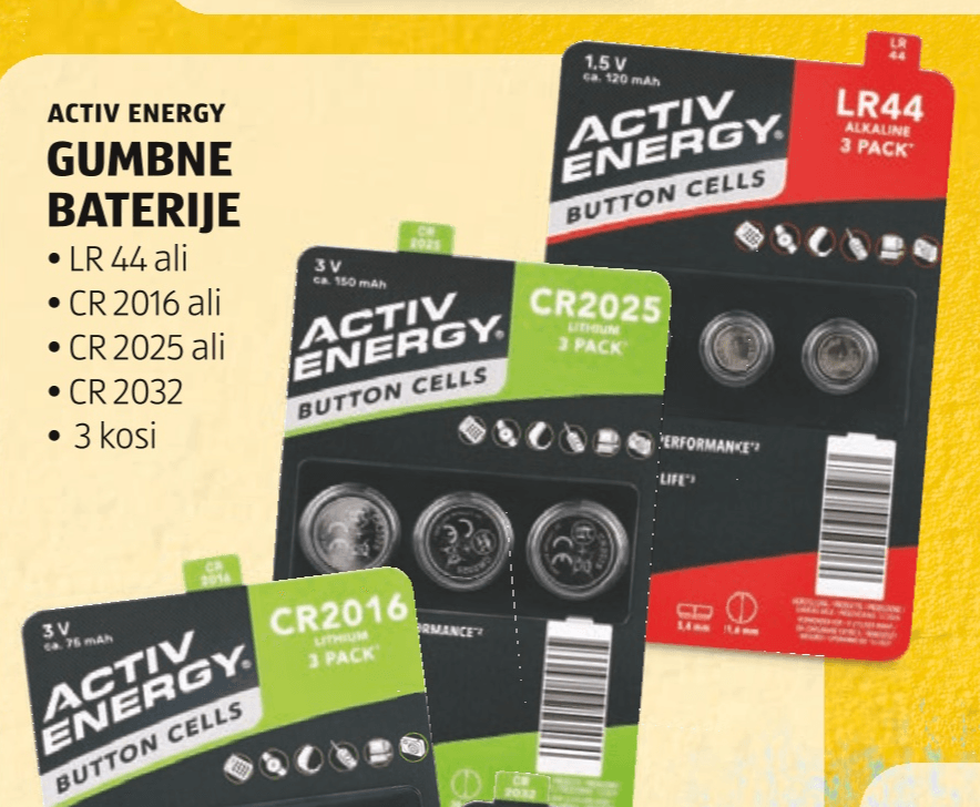 Activ Energy gumbne baterije 3 kosi Akcija v trgovini Hofer