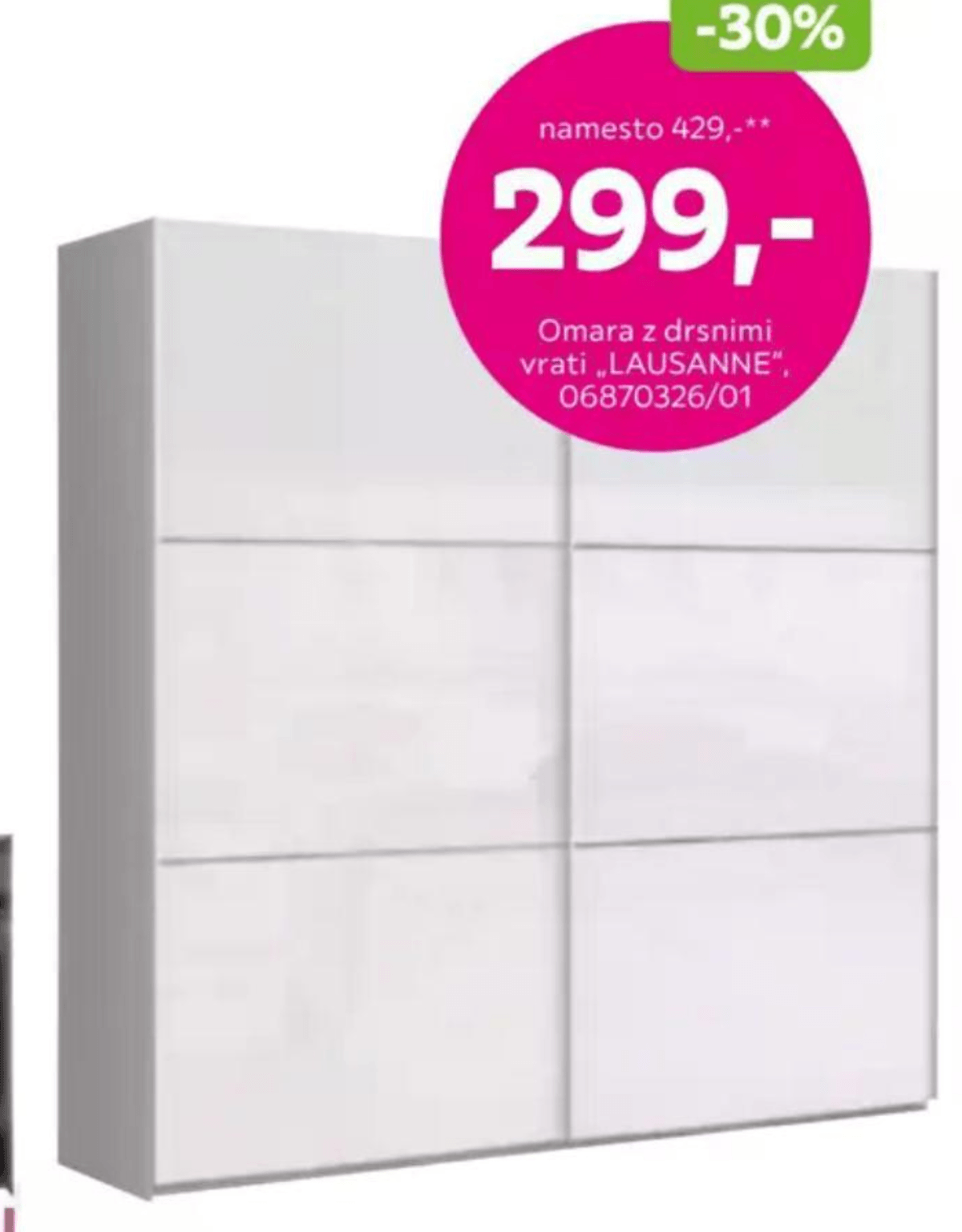 Omara z drsnimi vrati „LAUSANNE" - Akcija v trgovini Mömax