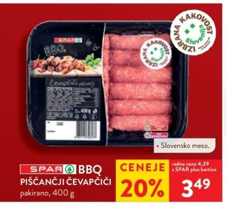 Čevapčiči s krškopoljcem 480 g SPAR PREMIUM - Akcija v trgovini Spar