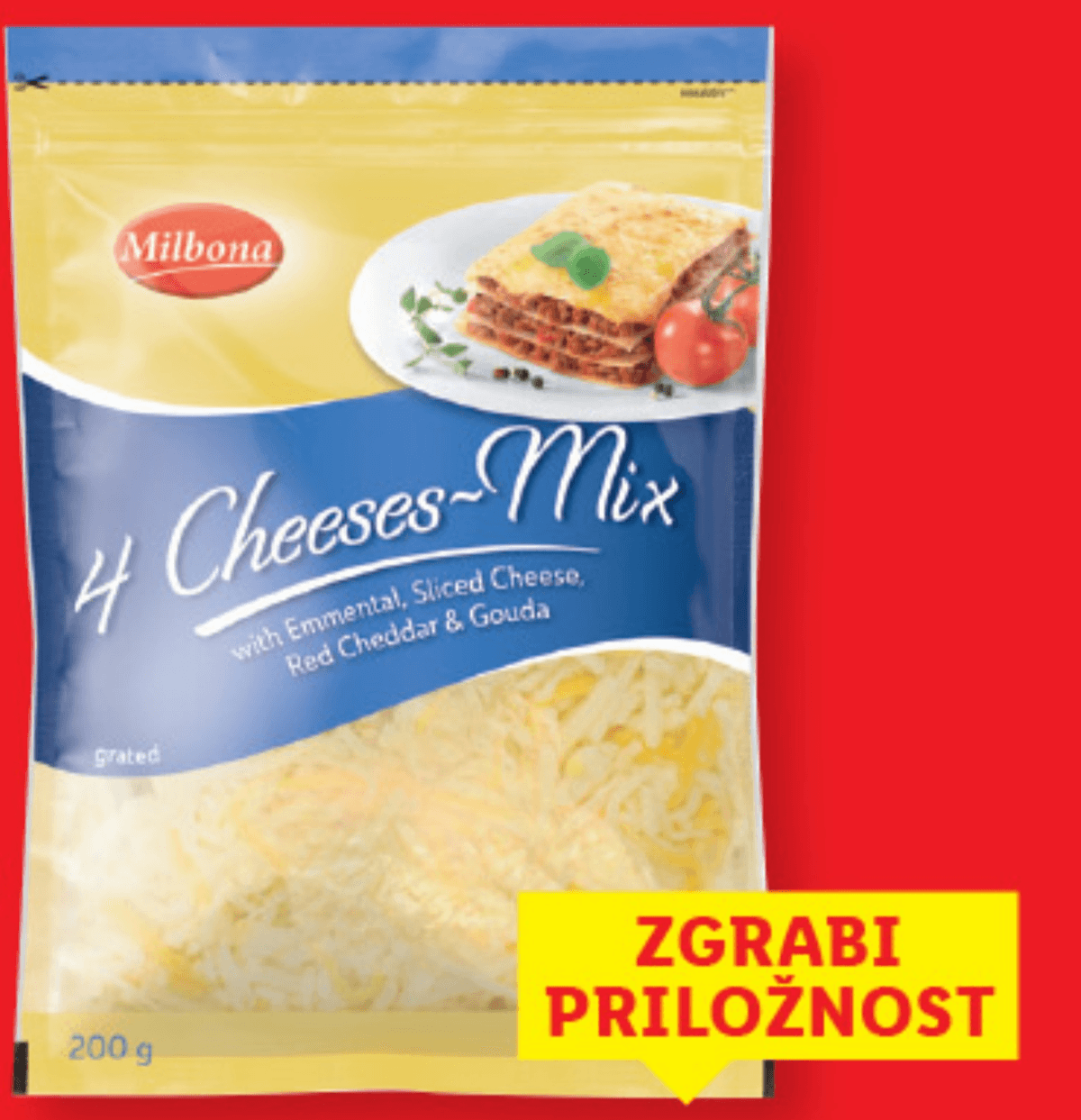 Milbona mešanica štirih vrst sira 200 g Akcija v trgovini Lidl