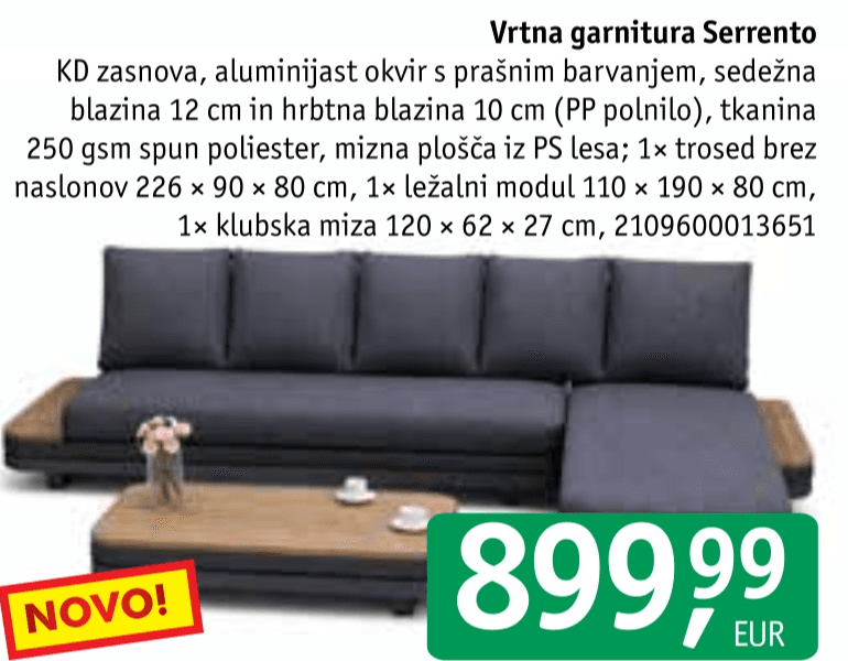 Vrtna garnitura Serrento Akcija v trgovini Jager