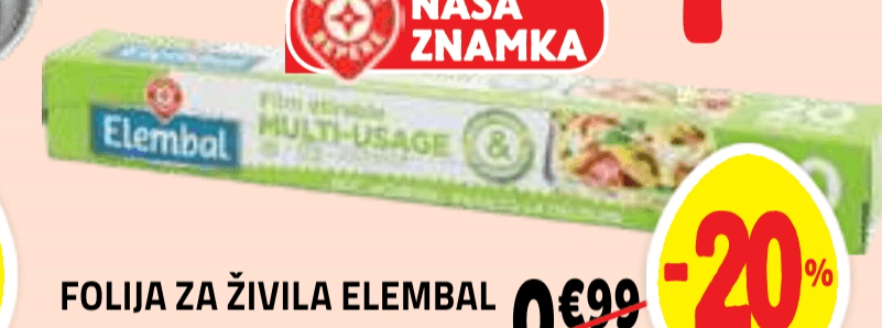 Elembal folija za živila 20 m Akcija v trgovini E.Leclerc