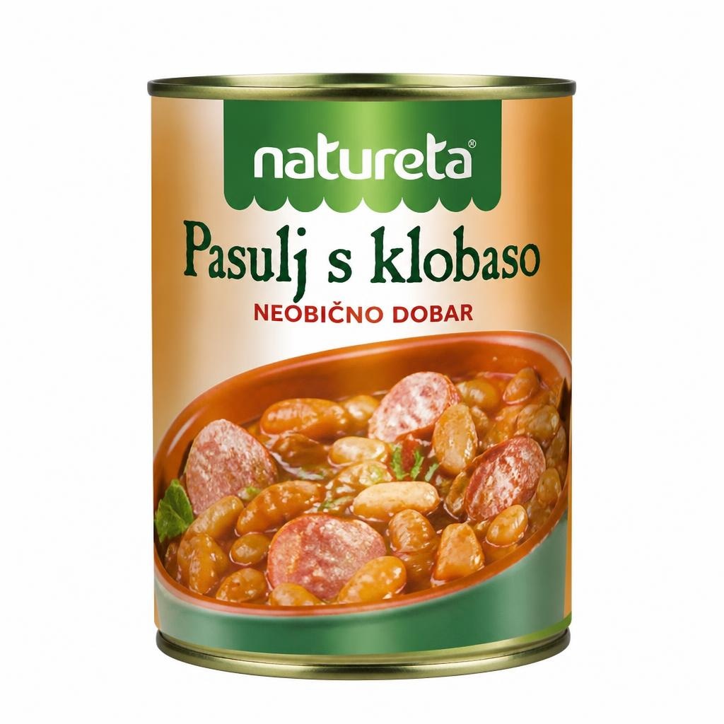 Pasulj s klobaso Natureta 415 g Akcija v trgovini E.Leclerc